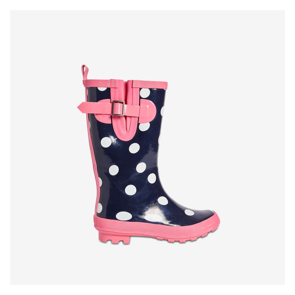 KIDS POLKA DOT HEARTS WELLINGTON BOOTS WELLIES PVC SHOES CHILDRENS SNOW BOOTS 