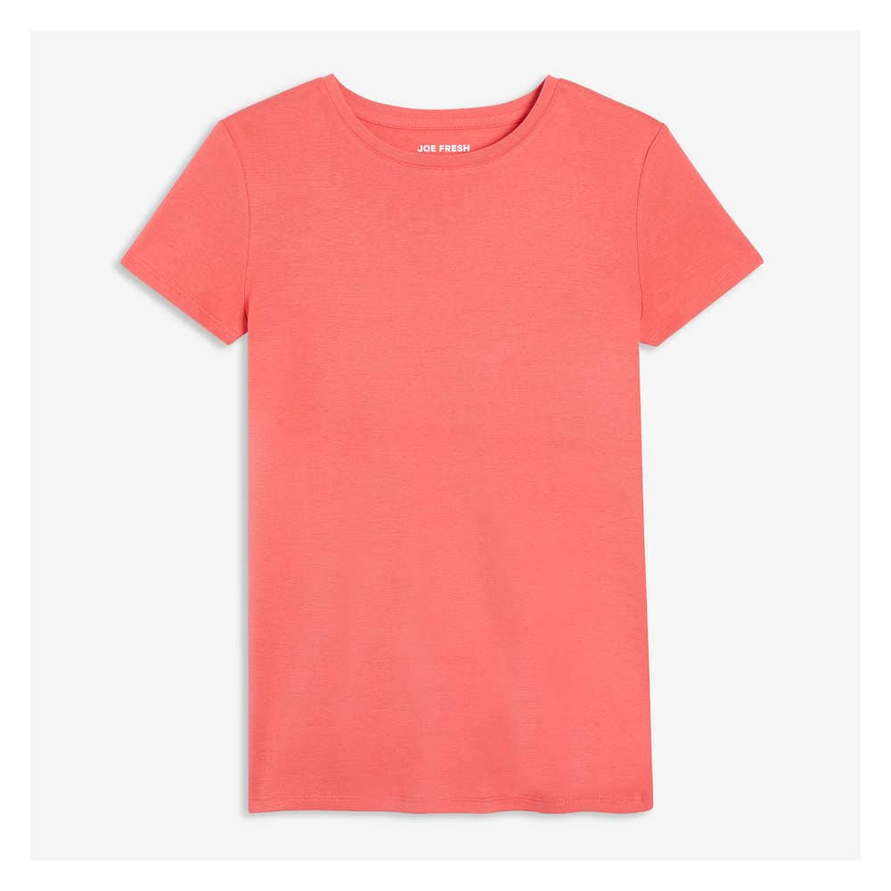 pink crew neck shirt