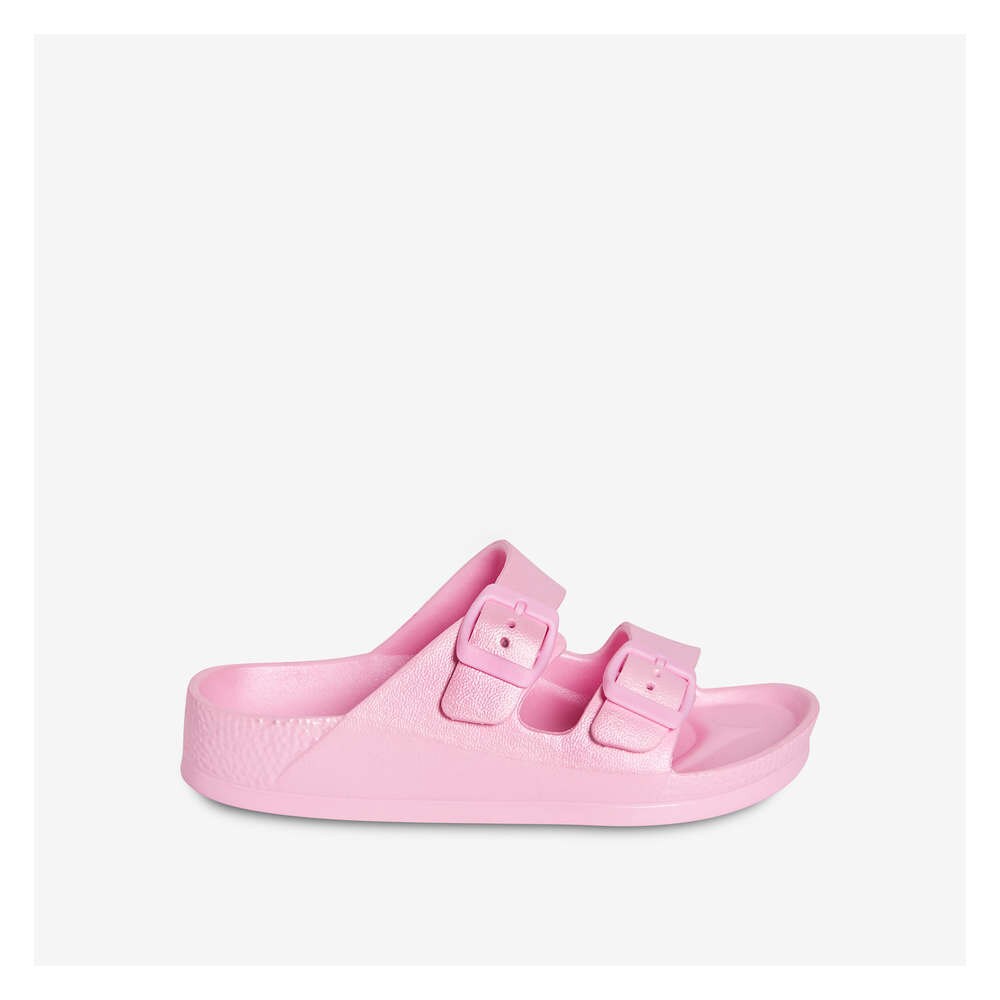 pink slides with two straps