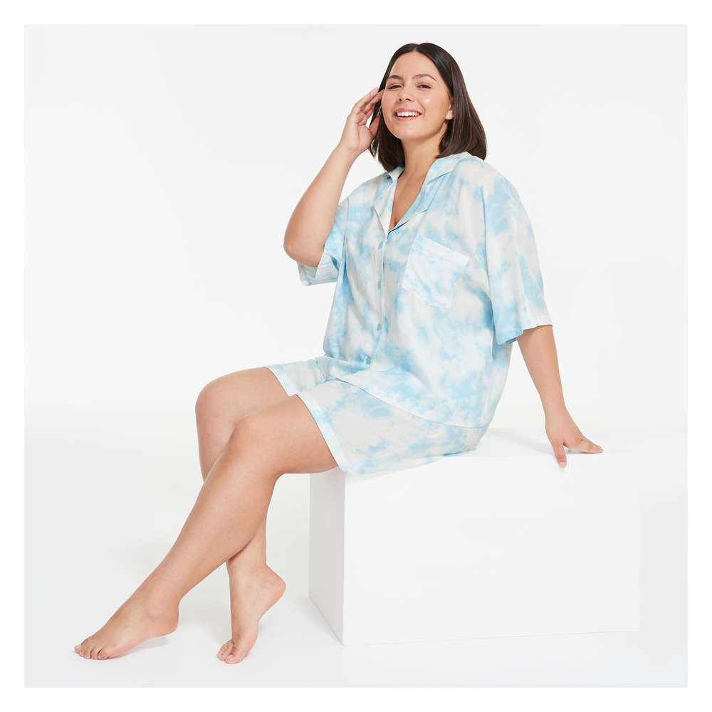 Women+ Printed Woven Sleep Shirt in 