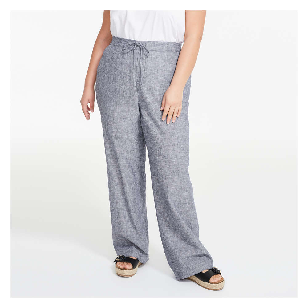 Women+ Wide Leg Linen-Blend Pant in 