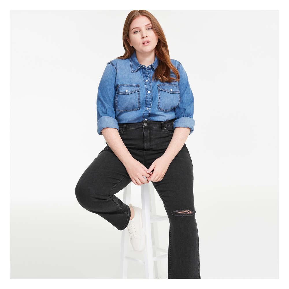 Women+ High-Rise Straight Jean in Black 