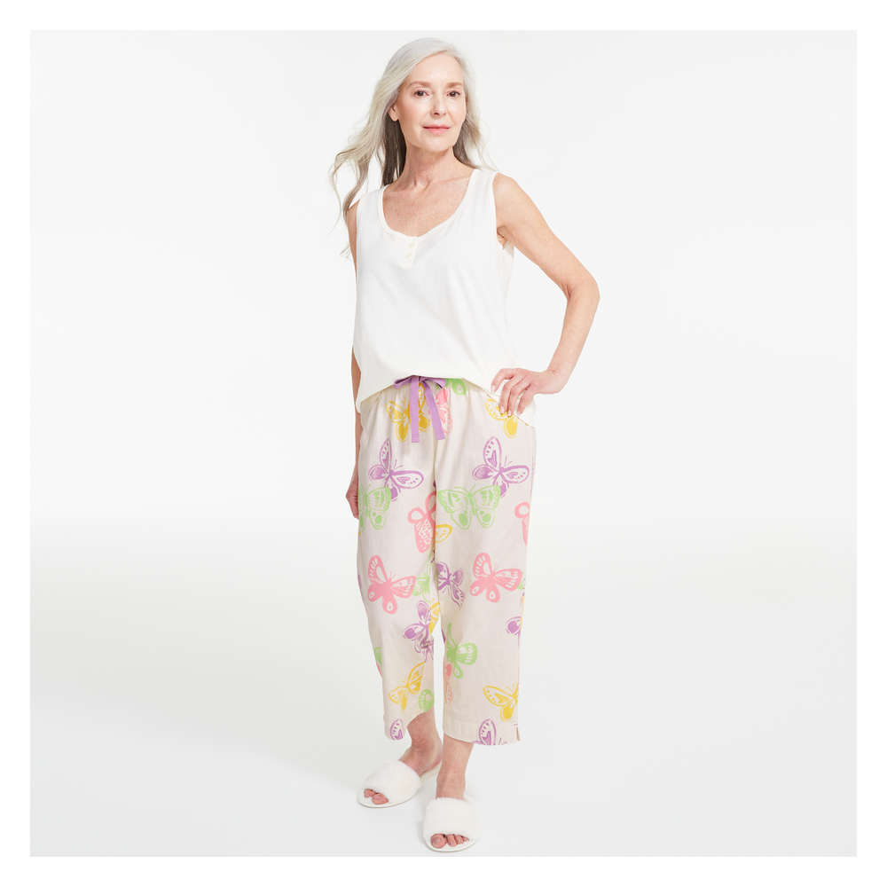 Crop Sleep Pant in Off White from Joe Fresh