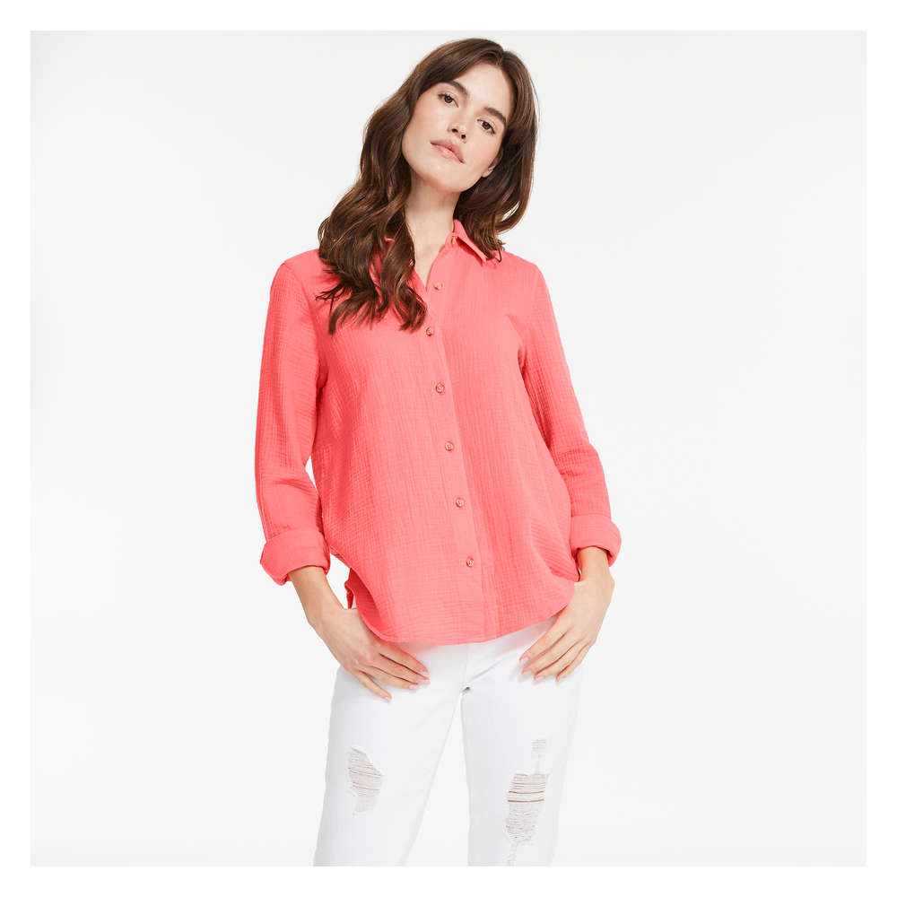 Button-Down Shirt in Coral from Joe Fresh