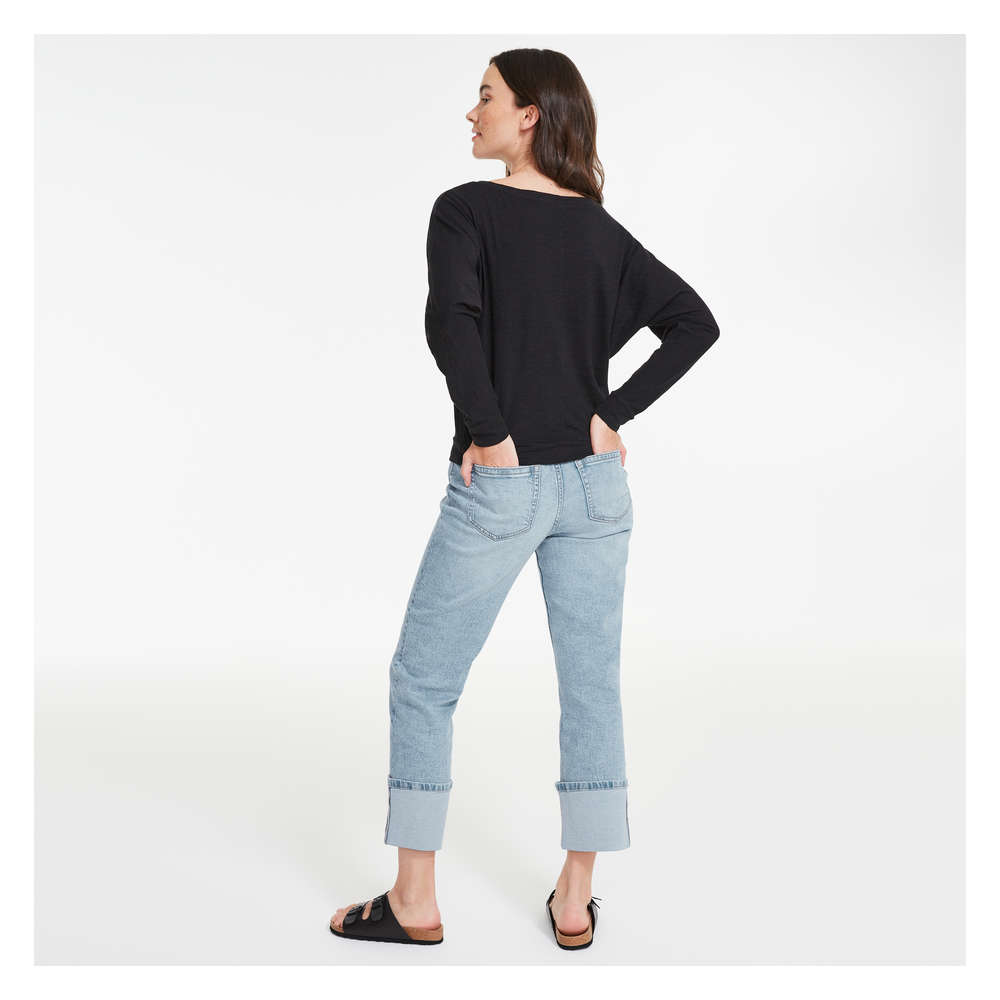 Cuffed High-Rise Straight Jean in Light 