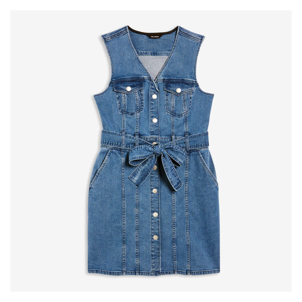 sleeveless denim shirtdress