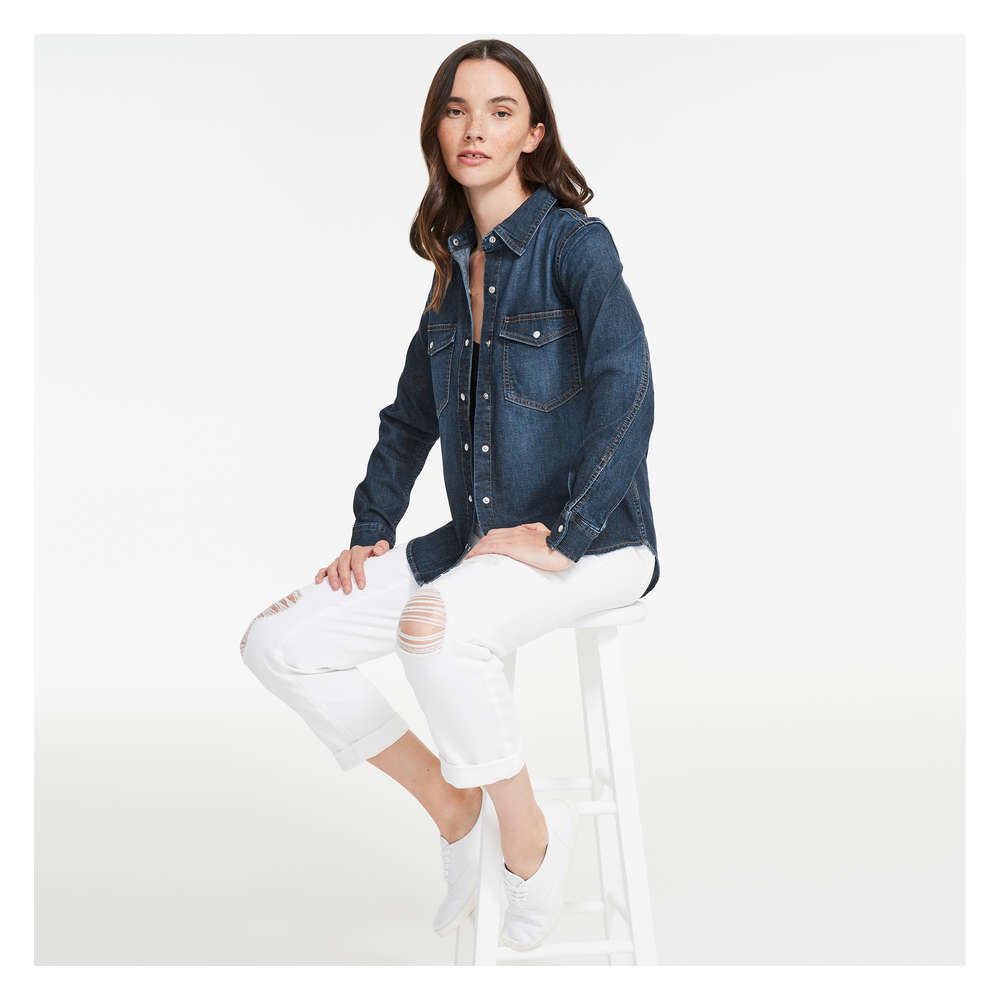Denim Shirt in Dark Blue from Joe Fresh