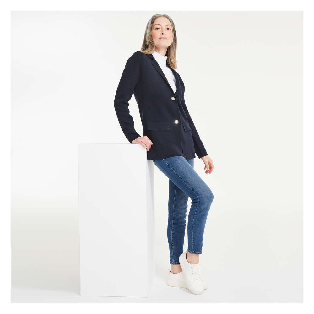 navy sweater blazer