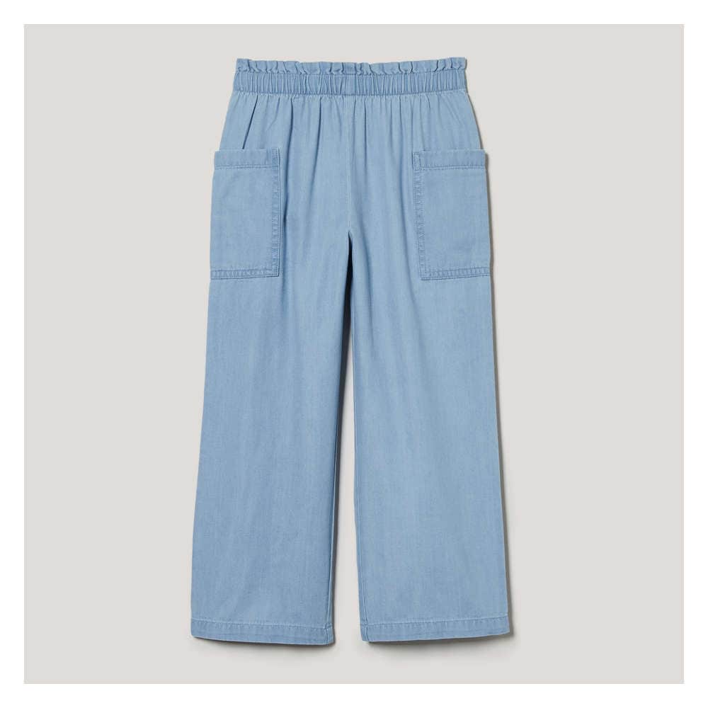 Wide-leg Twill Pants - Light blue - Ladies