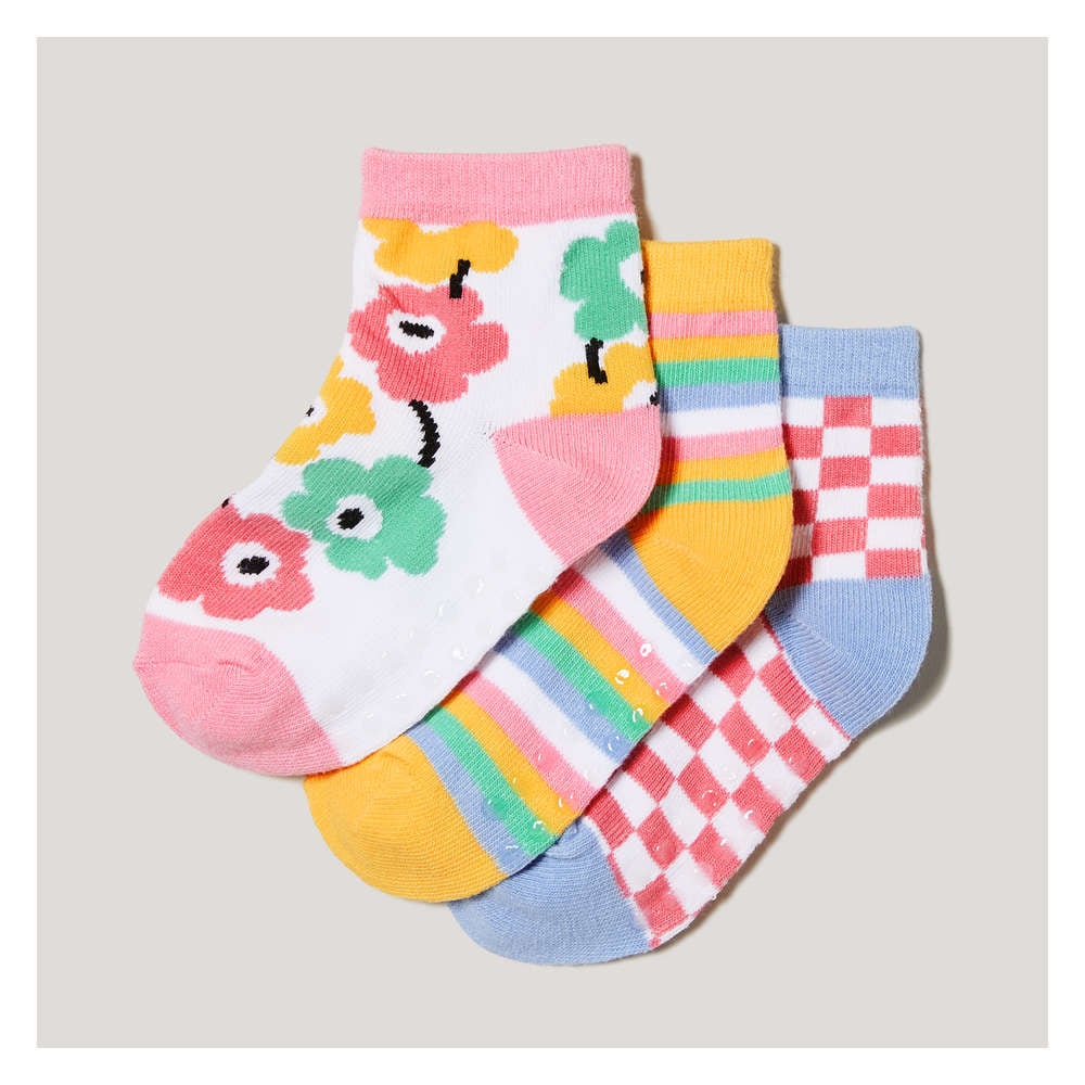 Toddler Girls' 3 Pack Quarter-Crew Socks