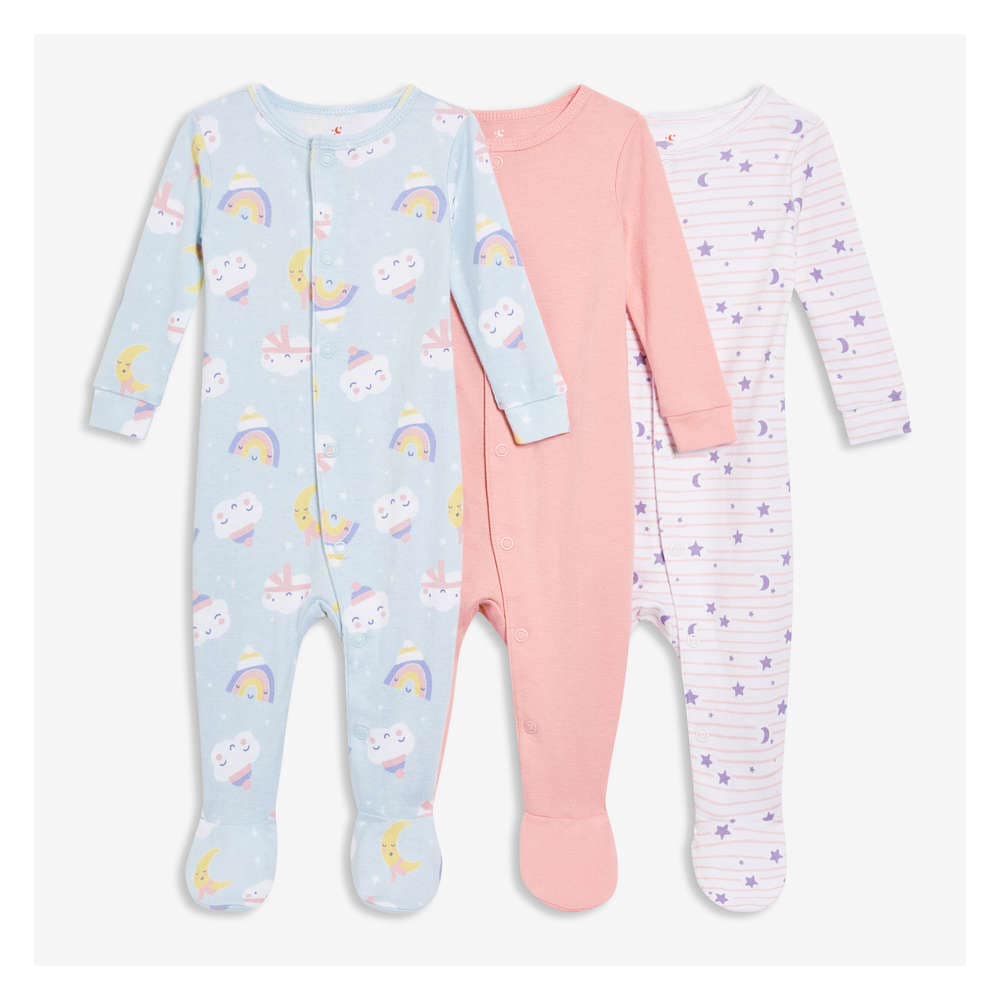 Joe Fresh Baby Girls' 3 Pack Footed Sleeper 1 ea, $29.00/1ea
