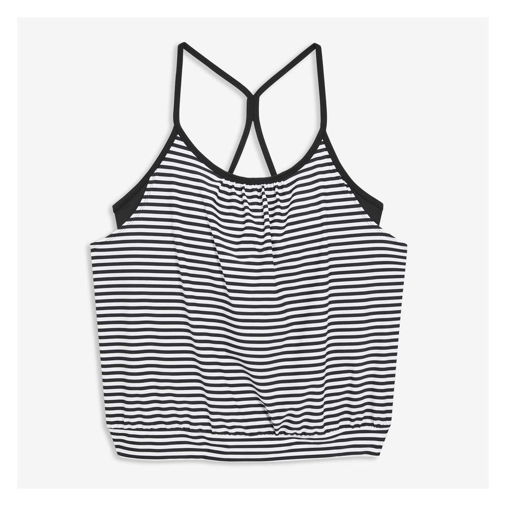An easy to wear black and white tankini top for those who are