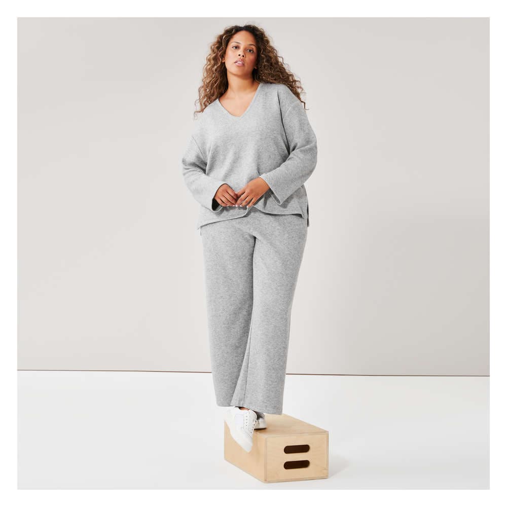 WIDE-LEG FLEECE SWEATPANT / GREY MIX