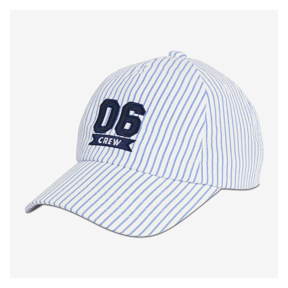 striped baseball cap