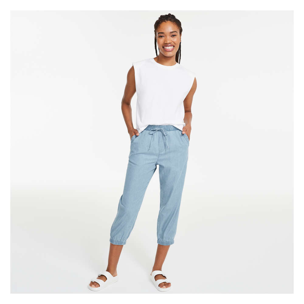 Chambray Jogger in Blue from Joe Fresh
