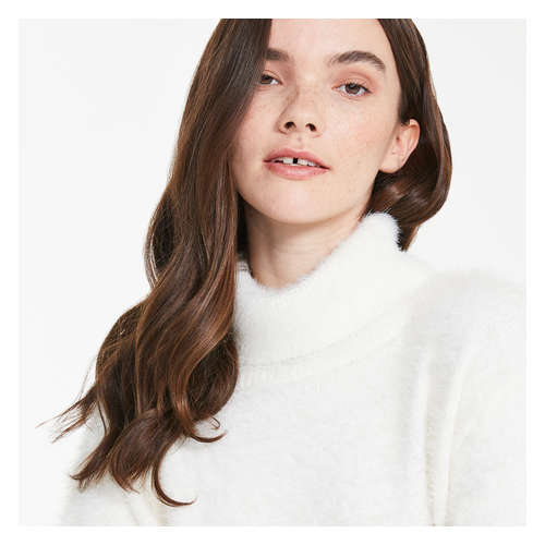 fluffy white turtleneck