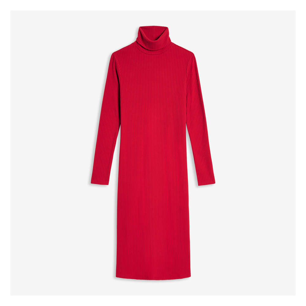 red turtleneck dress