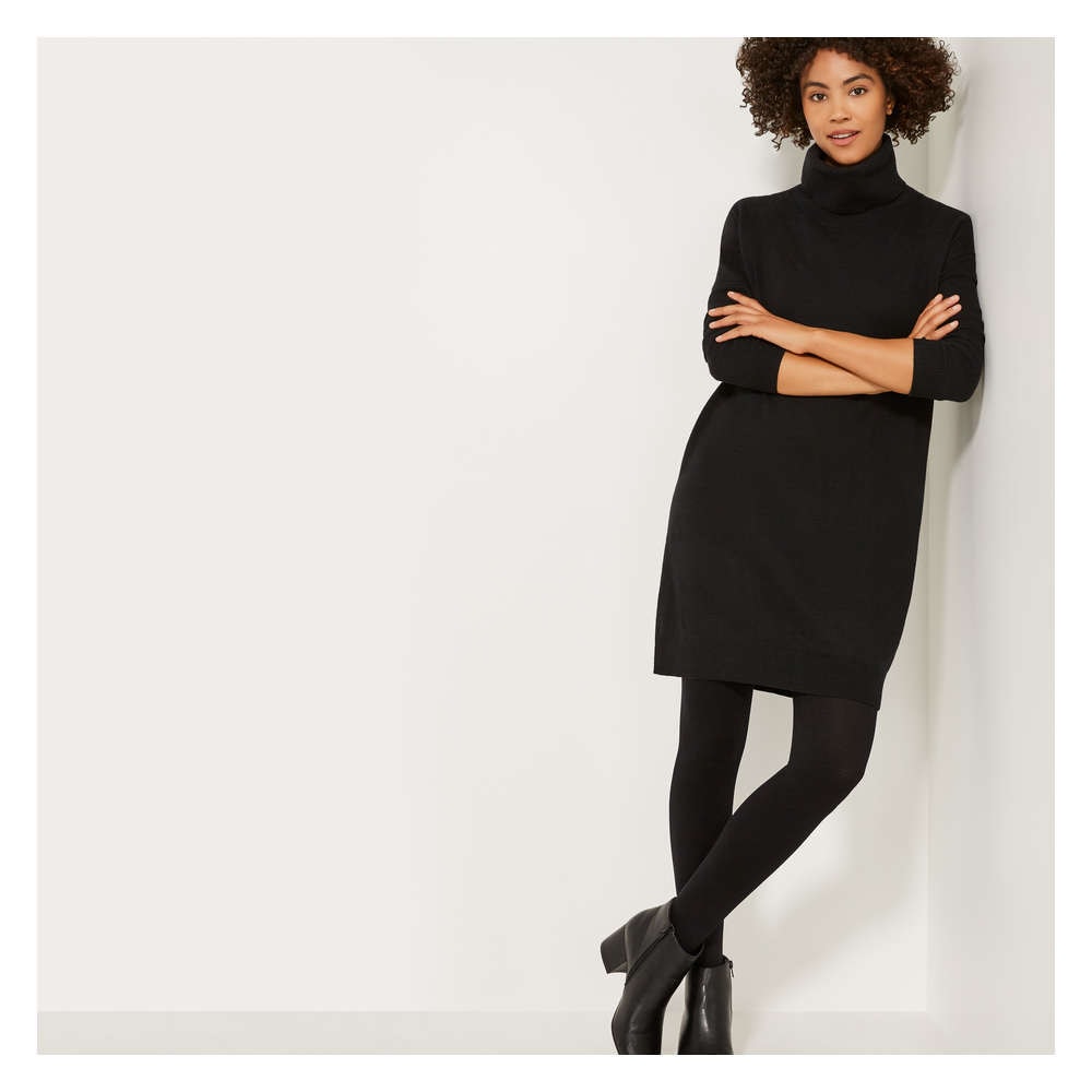 Cowl Neck Sweater Dress In Black From Joe Fresh Cowl Neck Sweater Dress In Black From