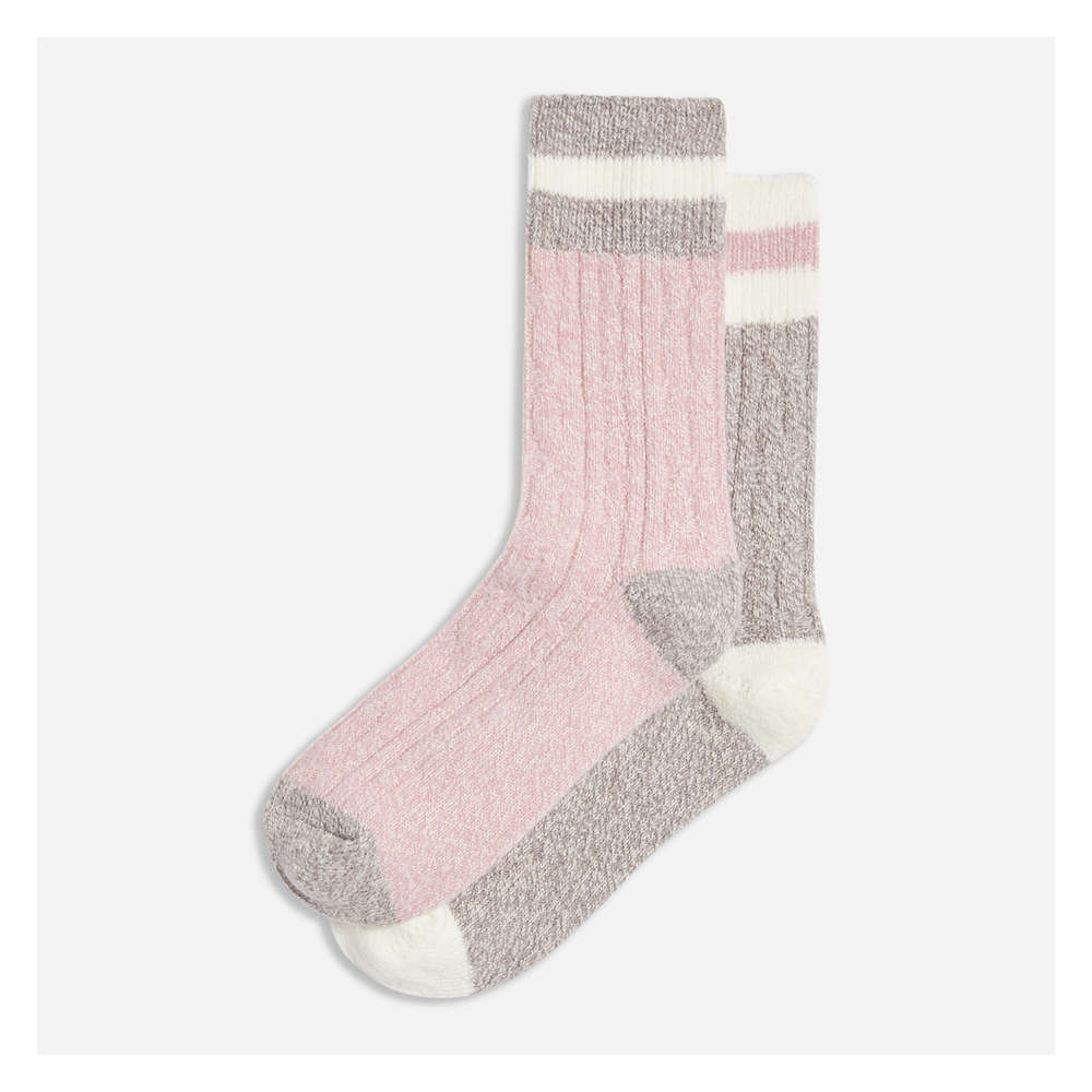 2 Pack Cable Knit Socks In Grey From Joe Fresh
