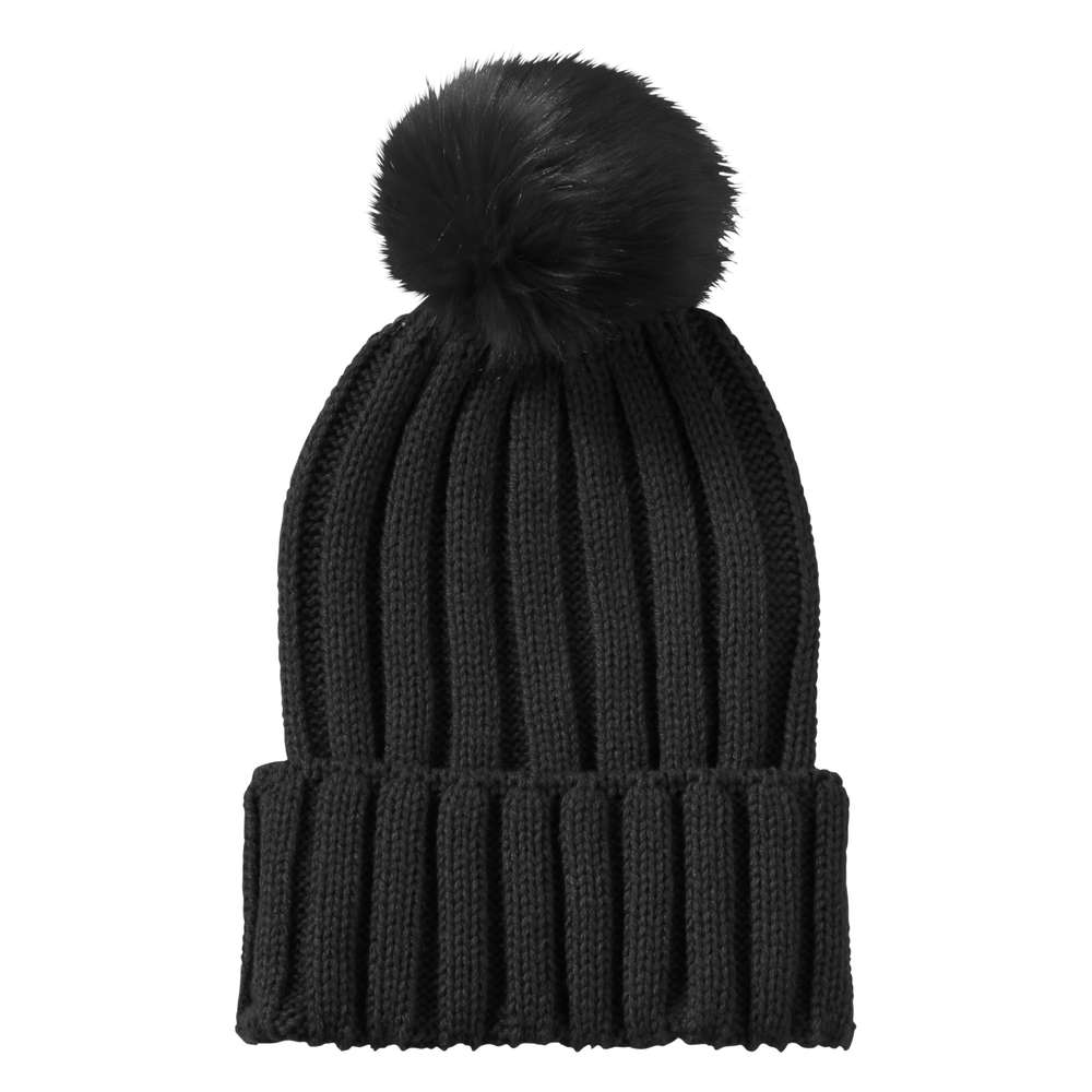 Pompom Hat in Black from Joe Fresh