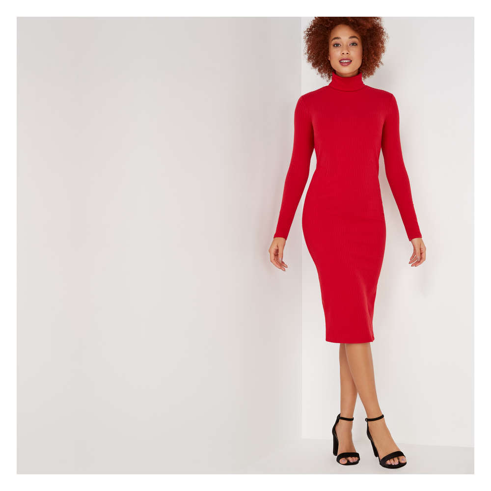 red turtleneck dress