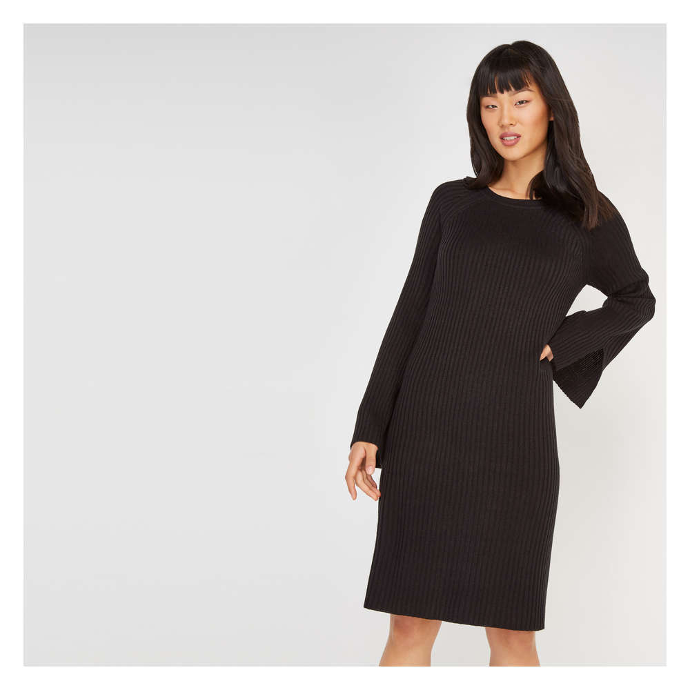 Ribbed Sweater Dress In Jf Black From Joe Fresh Online Exclusive Ribbed Sweater Dress