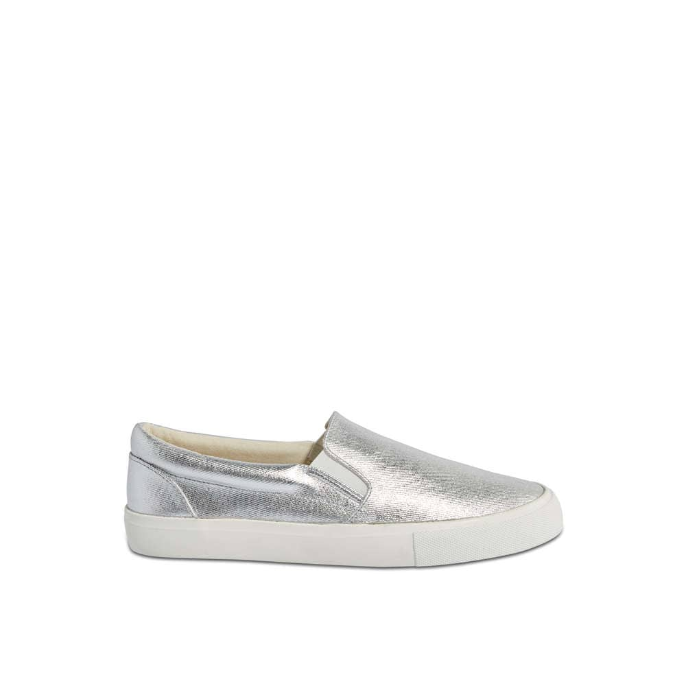 silver slip on sneakers