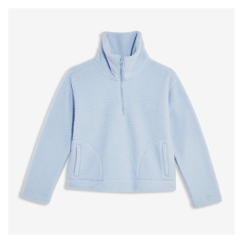 light blue sherpa pullover