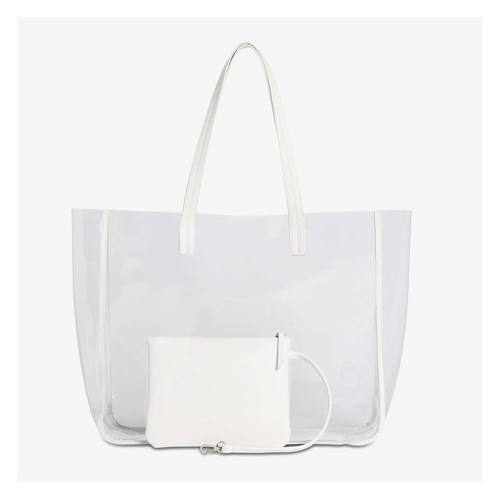 off white clear tote bag