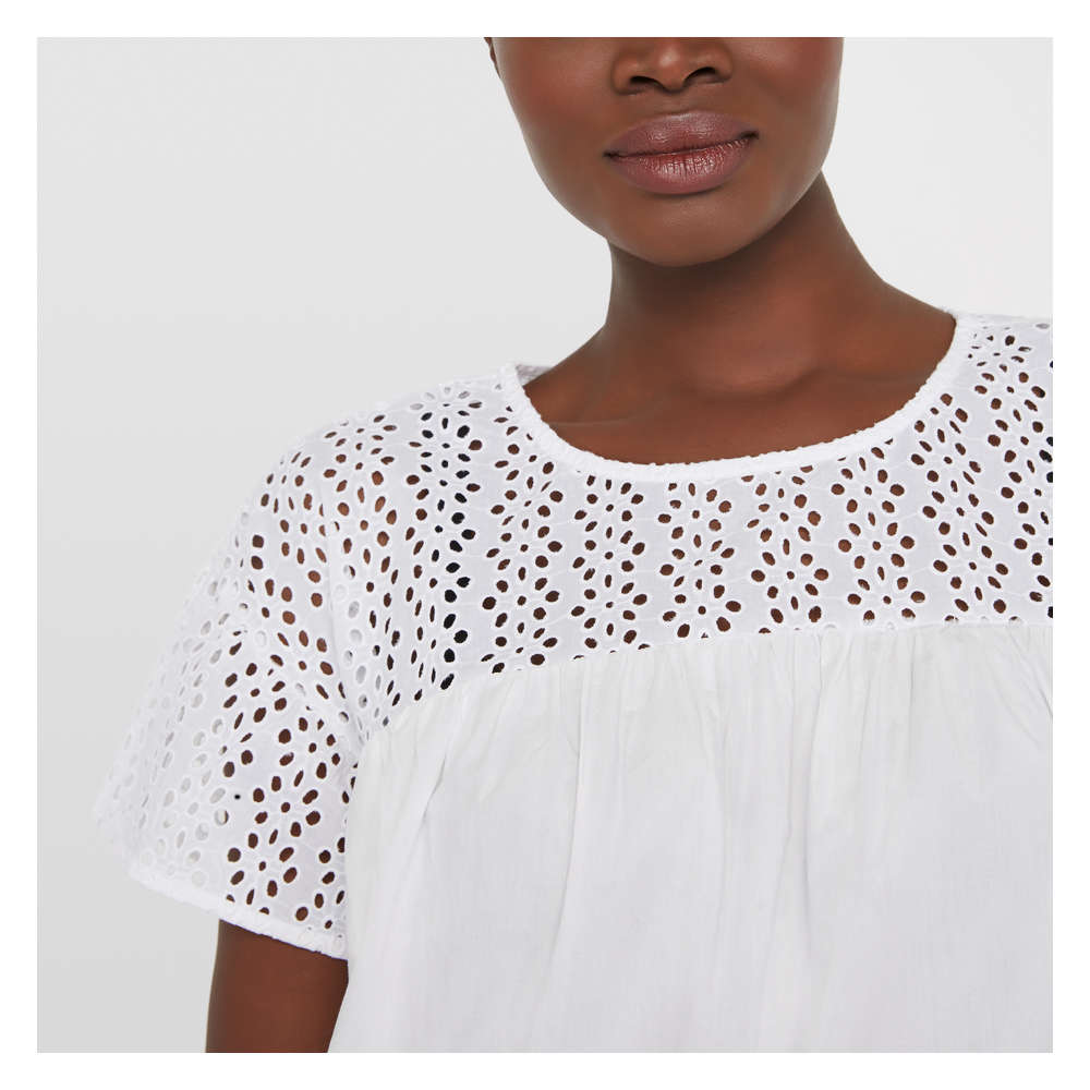 white flutter sleeve dress