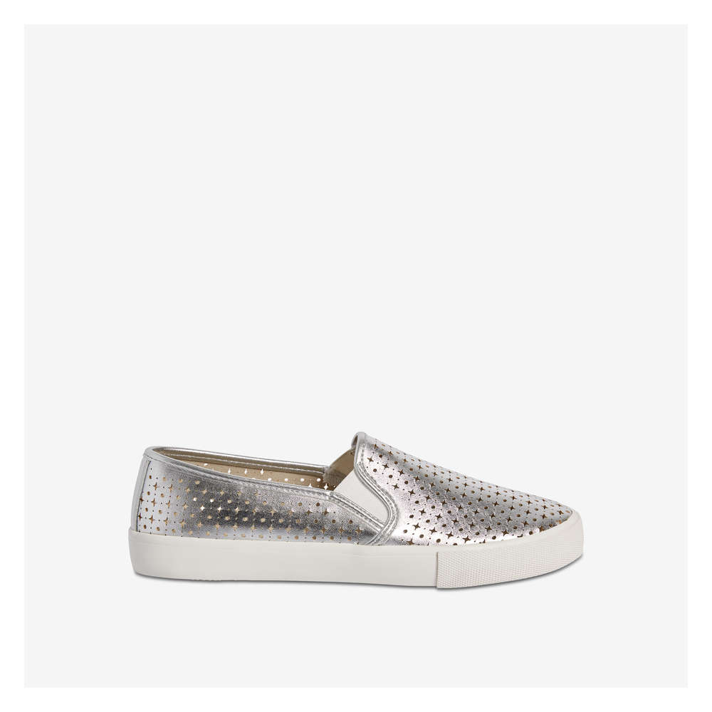 silver slip on sneakers