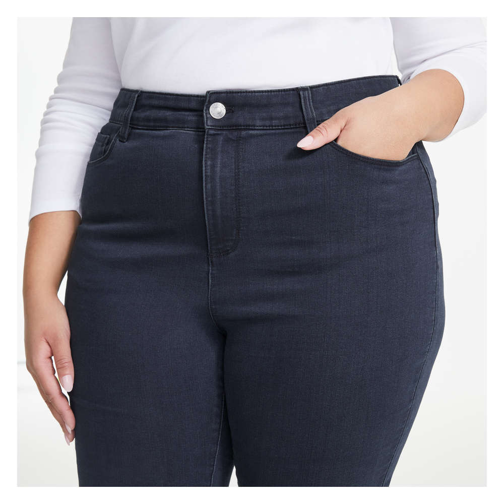 Yelete Women's Cotton-Blend 5-Pocket Skinny Jegging Navy - Plus Size 